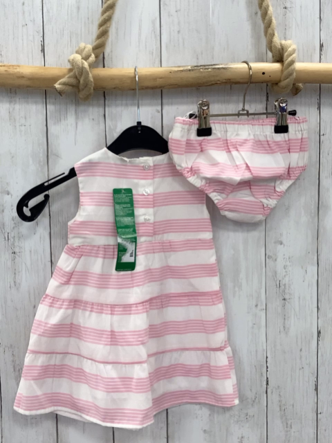 2tlg neu  Kleid + Höschen  Gr. 68  weiß rosa Streifen 