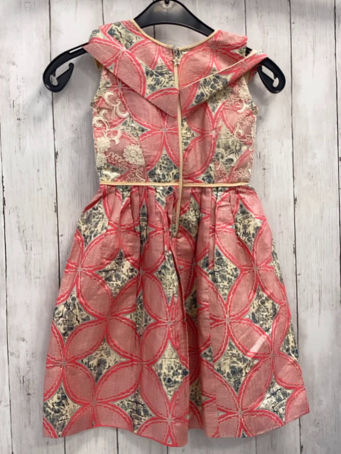  Kleid  Gr. 116  rot hellgrau silber weißer Druck weiße Stickerei 