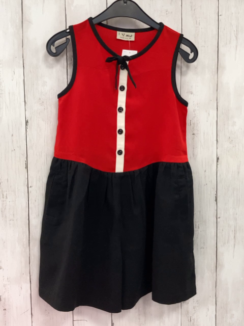 Next  Playsuit  Gr. 116  rot schwarzer Rock + Bund creme Knopfleister 