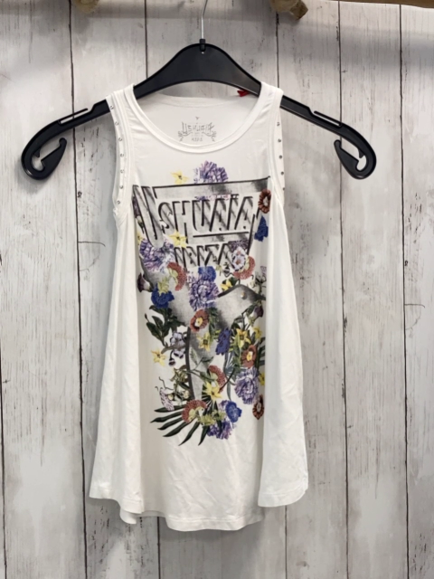 Ushuaia  Kleid  Gr. 104  weiß graue Schrift bunte Blumen 