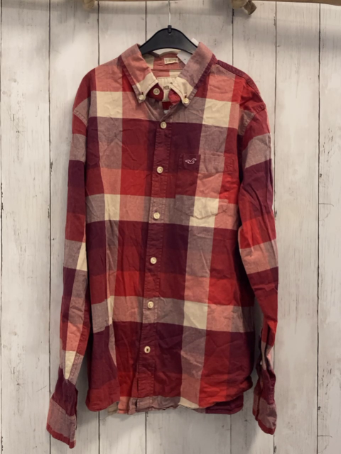 Hollister  Hemd  Gr. 152  weinrot rosa beige kariert 
