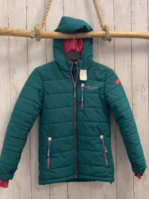 Trollkids Jacke Gr. 140  grün pink Reißverschluss