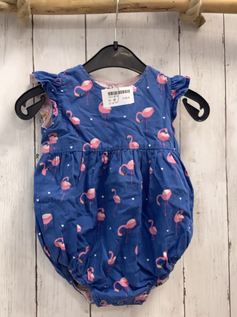   Wende-Playsuit  Gr. 68  blau rosa Flamingos / rosa bunte Schmetterlinge 