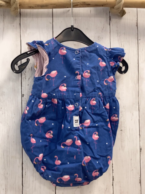   Wende-Playsuit  Gr. 68  blau rosa Flamingos / rosa bunte Schmetterlinge 