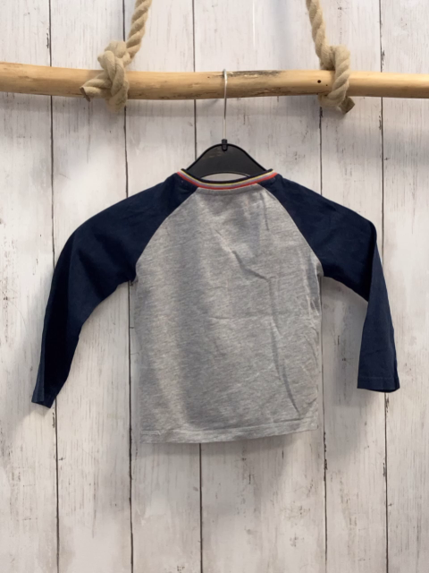 S´ Oliver  Langarmshirt  Gr. 86  grau blaue Ärmel Streifenbund 