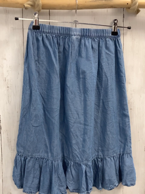   Rock Gr. 134/140  blau Jeans Rüschensaum 