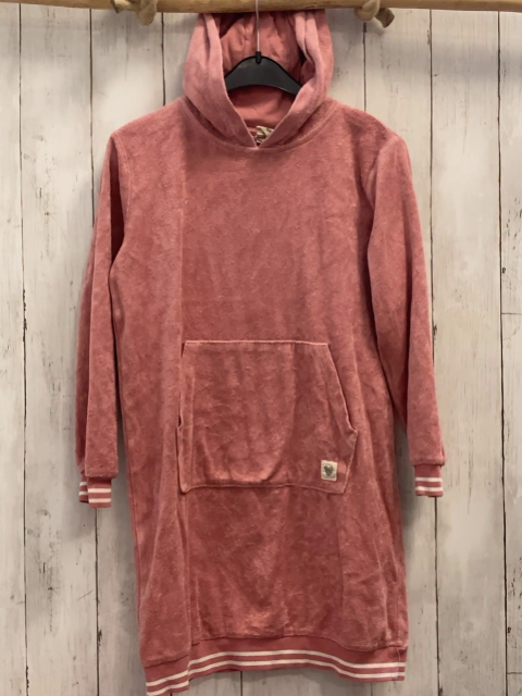 Alana  Kleid  Gr. 134/140  rosa Frottee kapuze weißer Streifenbund 