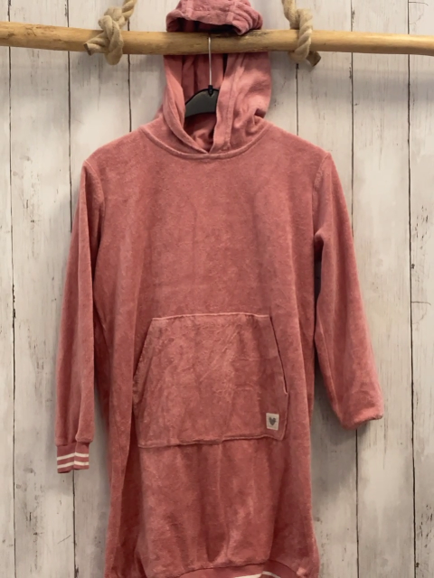 Alana  Kleid  Gr. 134/140  rosa Frottee kapuze weißer Streifenbund 
