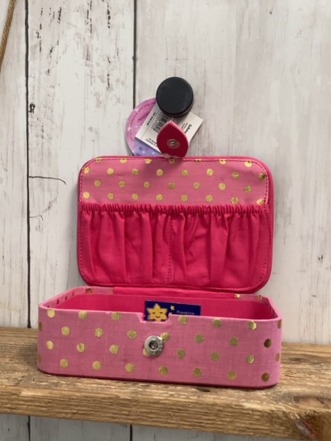 neu Spiegelburg Aufbewahrungsbox lila Samt Pailettenstern pink goldene Punkte