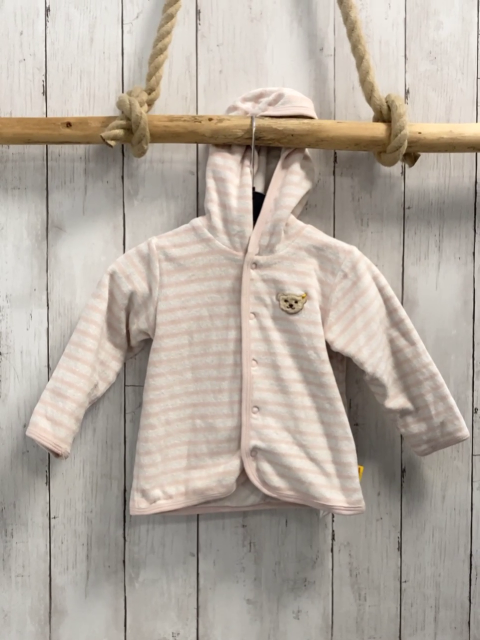 Steiff  Nickyjacke  Gr. 80  weiß rosa Streifen Kapuze 