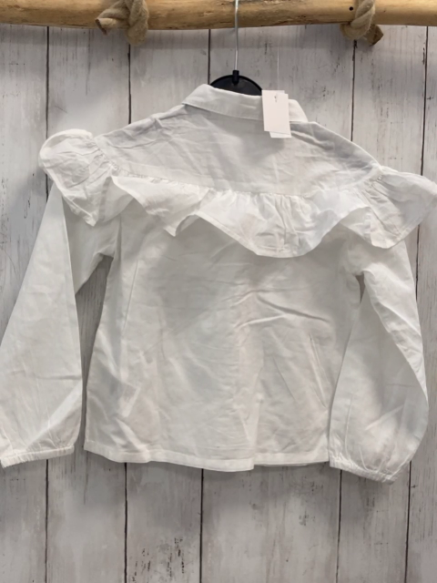 H&M  Bluse Gr. 116  weiß Rüschen an den Schultern 