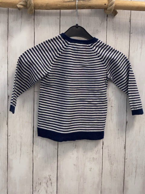 H&M  Pullover  Gr. 80  blau weiße Streifen Strick Knopfleiste 