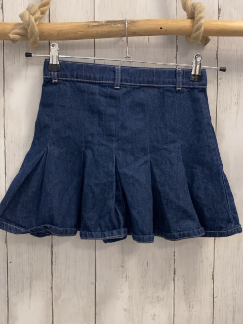 H&M  Rock Gr. 140  blau Jeans beige Nähte Bund verstellbar 