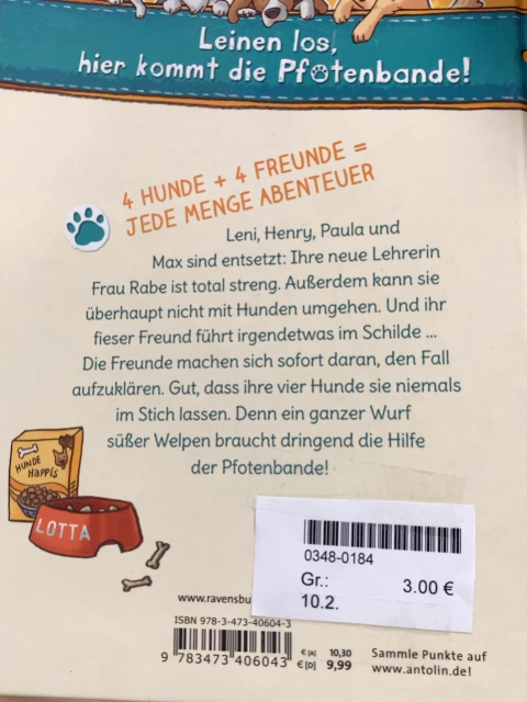   Buch Die Pfotenbande Lotta rettet die Welpen 