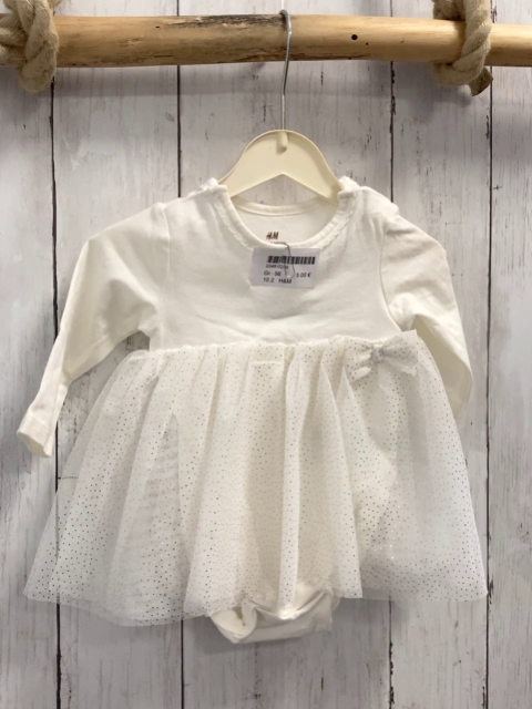 H&M Kleid  Gr. 56  creme weißer Tüllrock mit goldenen Glitzerpunkten 