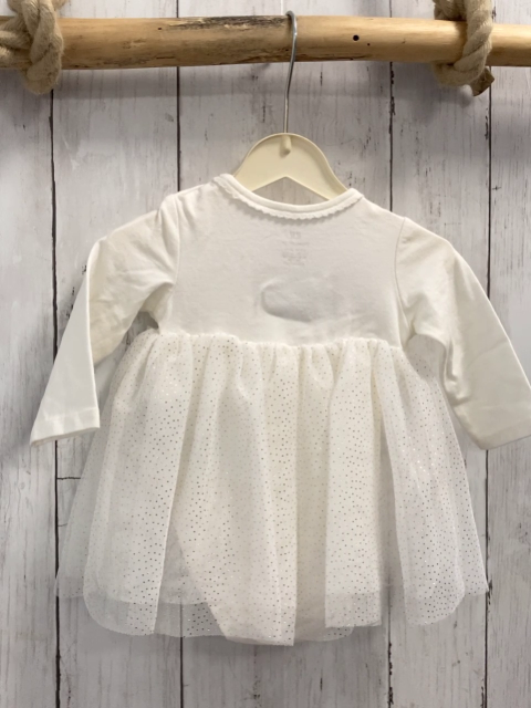 H&M Kleid  Gr. 56  creme weißer Tüllrock mit goldenen Glitzerpunkten 