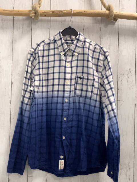Abercrombie Hemd Gr. 164  weiß blau kariert Farbverlauf