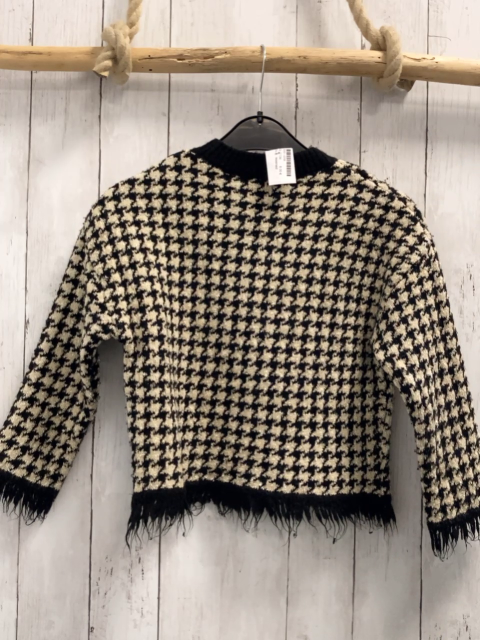 reserved Pullover Gr. 134  schwarz beige Glitzerfäden Strick