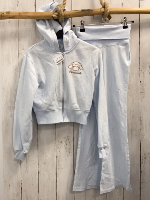 2tlg H&M  Jogginganzug  Gr. 140  hellblau Kapuze Hund Schrift 