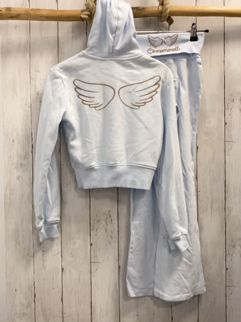 2tlg H&M  Jogginganzug  Gr. 140  hellblau Kapuze Hund Schrift 