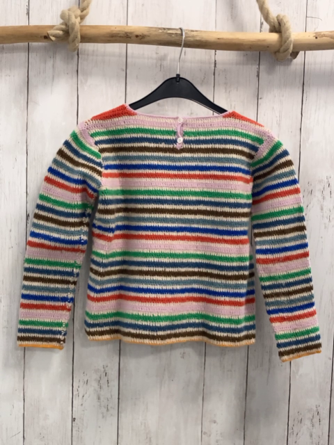 Donaldon  Pullover  Gr. 128  hellgrau bunte Streifen Strick 