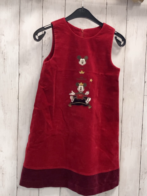 Donaldson Kleid  Gr. 128  rot Samt weinroter Saum Mickey Mouse 