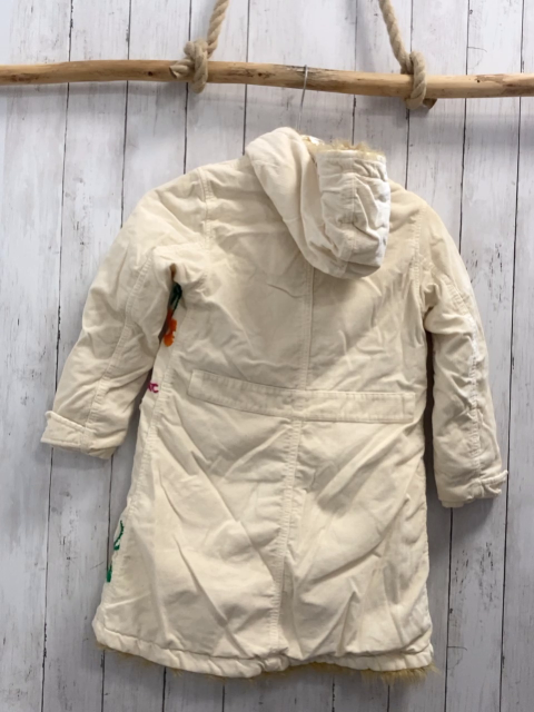 Nolita  Mantel  Gr. 128  creme Kord gestickte Blumen sand Teddyfutter 