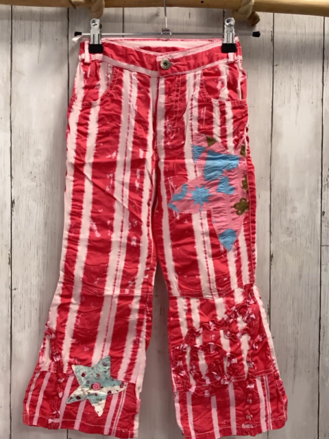 Oilily  Hose  Gr. 116  rot weiße Streifen rosa Stern mit hellblauen Bilder Rüschen 