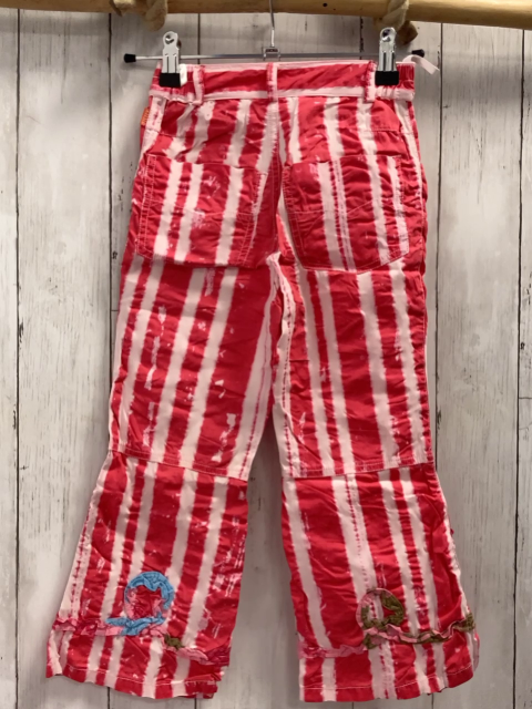 Oilily  Hose  Gr. 116  rot weiße Streifen rosa Stern mit hellblauen Bilder Rüschen 