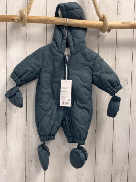 neu 3tlg Winteroverall + Schuhe + Handschuhe Gr. 50  blau Wellen
