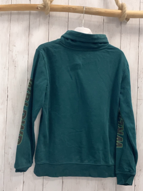   Pullover  Gr. 158/164  grün großer Kragen grau hellgrau hellgrüner Druck mit Schrift 