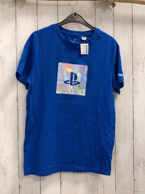 H&M  T-Shirt  Gr. 152  blau sillber Quadrat mit Playstationsymbol