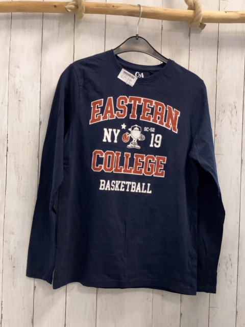   Langarmshirt  Gr. 170  blau rost weiße Schrift 