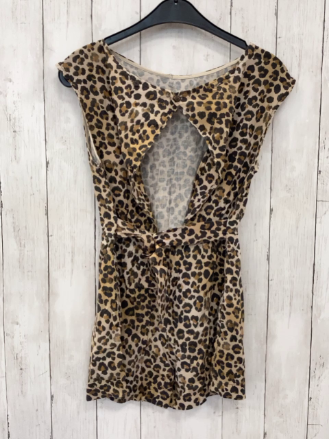 Zara  Playsuit Gr. 152  beige schwarz ocker leoprint 