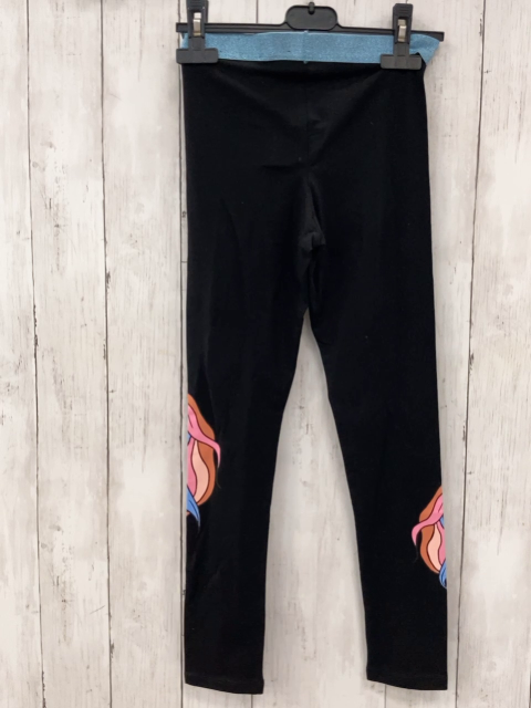 neu H&M  Leggings  Gr. 140  schwarz buntes Einhorn hellblauer Glitzerbund 