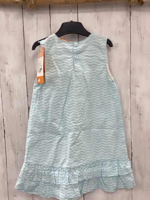 neu  Kleid  Gr. 104  hellblau weiße Wellenstreifen rotes Band mit Rosette 