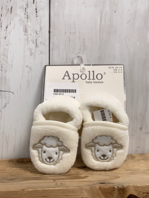 neu Apollo Babyschuhe Gr. 18-19  weiß Plüsch Schafskopf