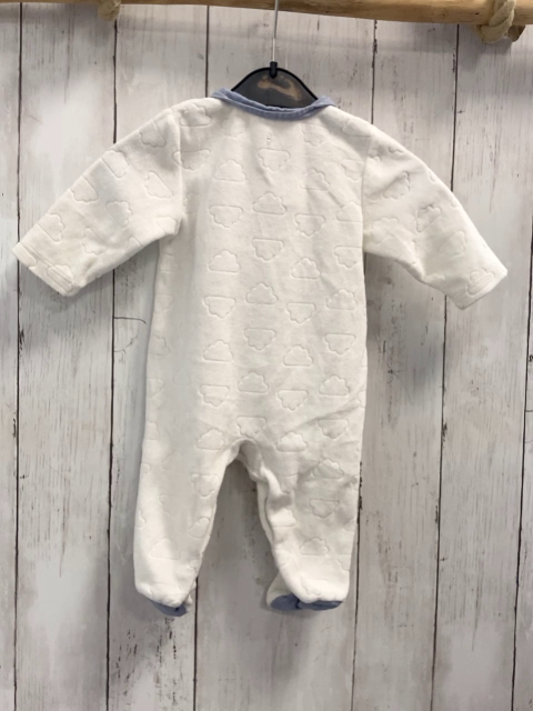 Oabibi Schlafanzug Gr. 56  weiß blauer Kragen + Bär Wolken