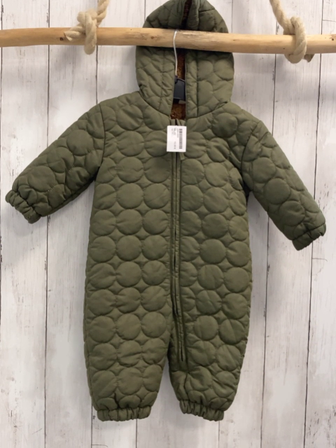  Winteroverall Gr. 62  oliv Kreise braunes Teddyfutter