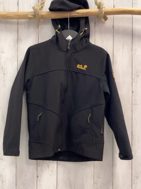Jack Wolfskin  Softshelljacke  Gr. 128  schwarz gelbe Schrift + Label 