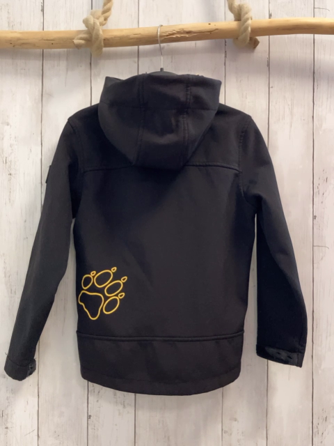 Jack Wolfskin  Softshelljacke  Gr. 128  schwarz gelbe Schrift + Label 