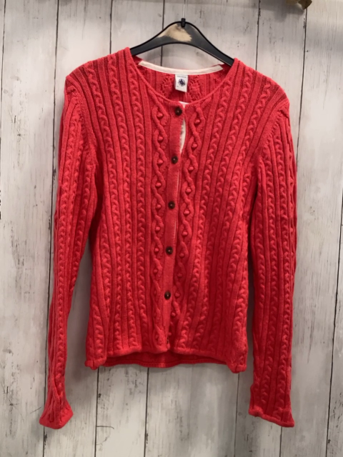 Petit Bateau  Strickjacke  Gr. 152  hellrot Zöpfe 