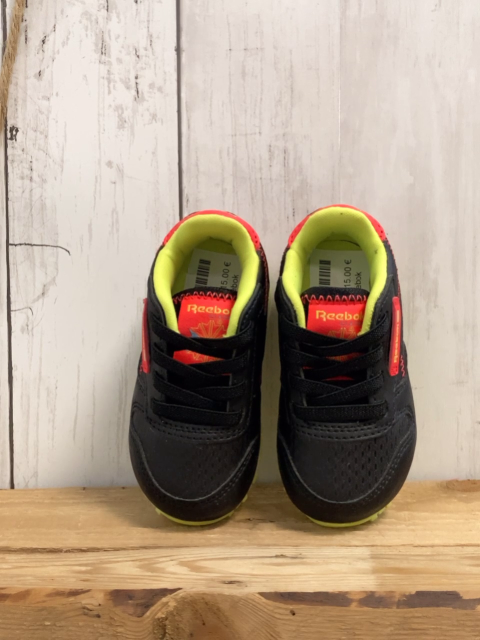neu Reebok  Schuhe  Gr. 19,5  schwarz hellrote Ferse + nähte hellgrüne Sohle + Bund 