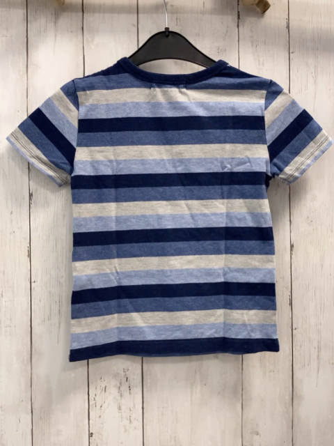 H&M  T-Shirt  Gr. 122/128  blau hellblau hellgraue Streifen Schrift 