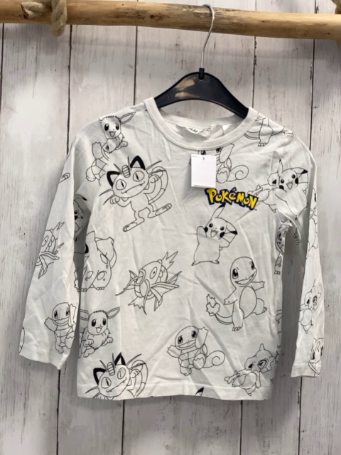 H&M  Langarmshirt  Gr. 98  weiß schwarze Pokemons