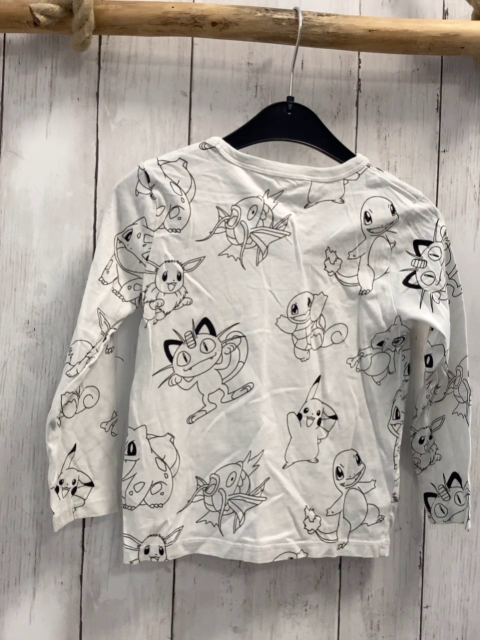 H&M  Langarmshirt  Gr. 98  weiß schwarze Pokemons