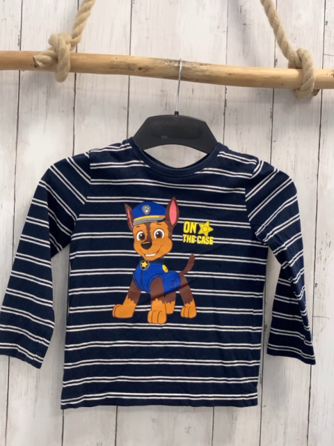 Paw Patrol  Langarmshirt  Gr. 116  blau weiße Streifen Chase 