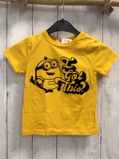 H&M  T-Shirt  Gr. 92  gelb schwarze Schrift + schwarzer Minions 