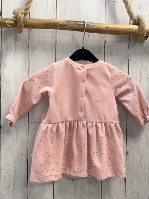 caramell Kleid Gr. 68  rosa Punkte Blumen Plüschstreifen
