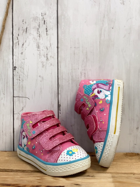 Cupcake  Boots  Gr. 21  pink Pony Glitzer Blumen Leuchtsohle 